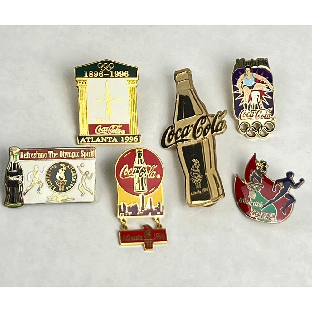Coca‑Cola Olympic Pins - Lot of 6 - Atlanta Centennial 1996 Vintage